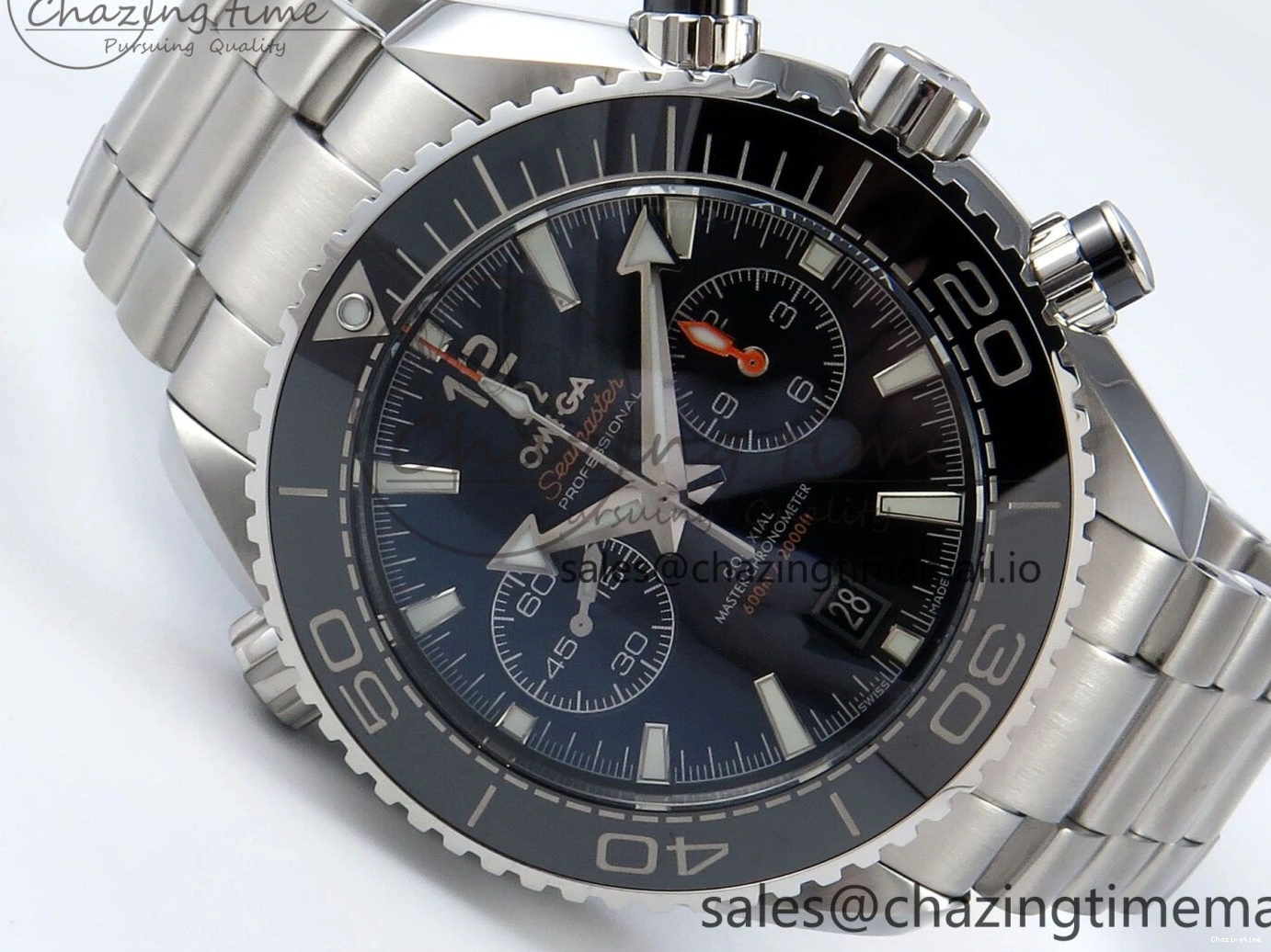 1231 FreshLook Planet Ocean Master Chronometer 600M 45.5mm SS SCF 1:1 Best Edition Black Bezel Black Dial on SS Bracelet A9900 Super Clone 7675